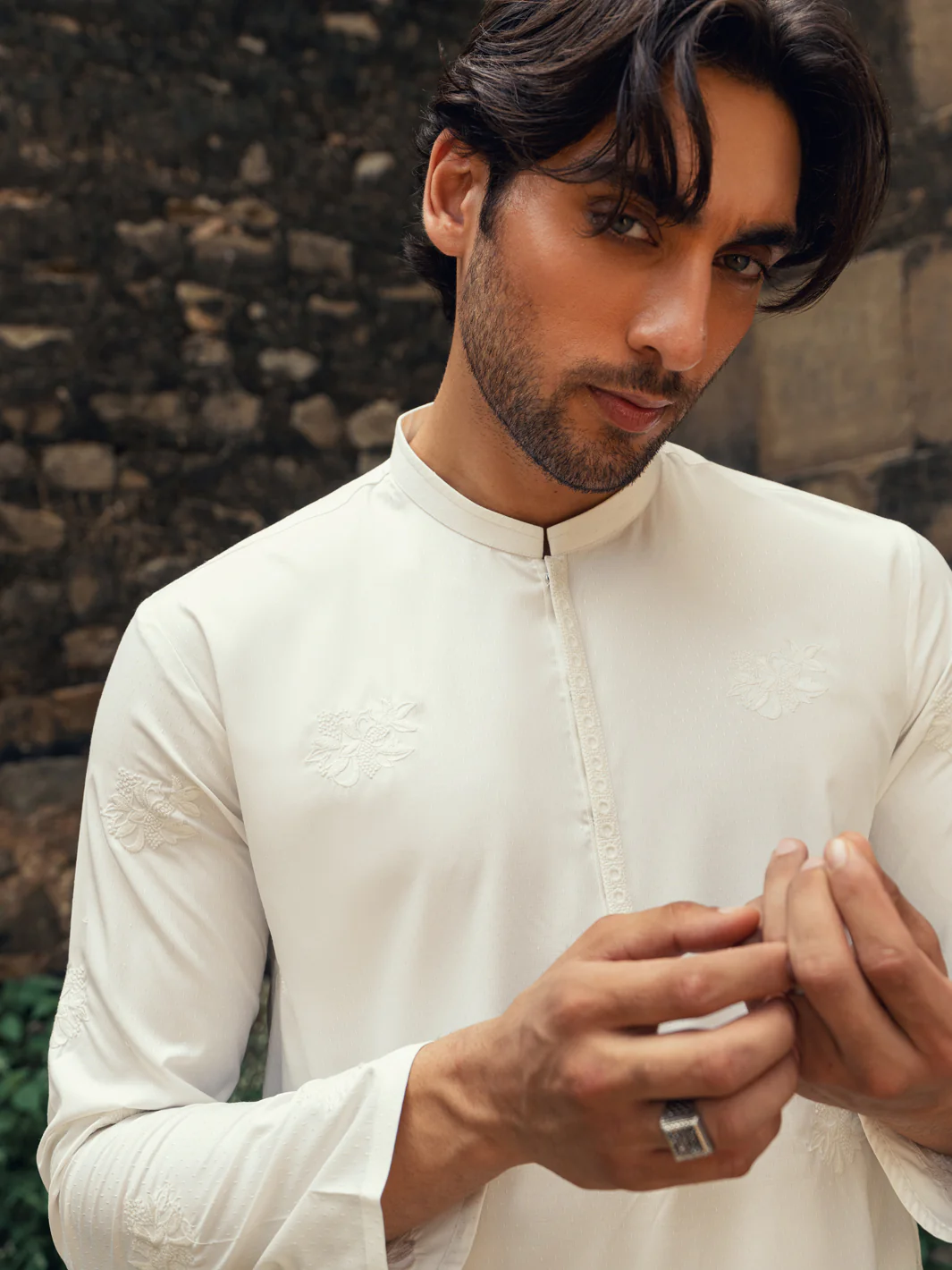 WHITE BLENDED KURTA | AL-K-1275/AM-6301A - Image 3