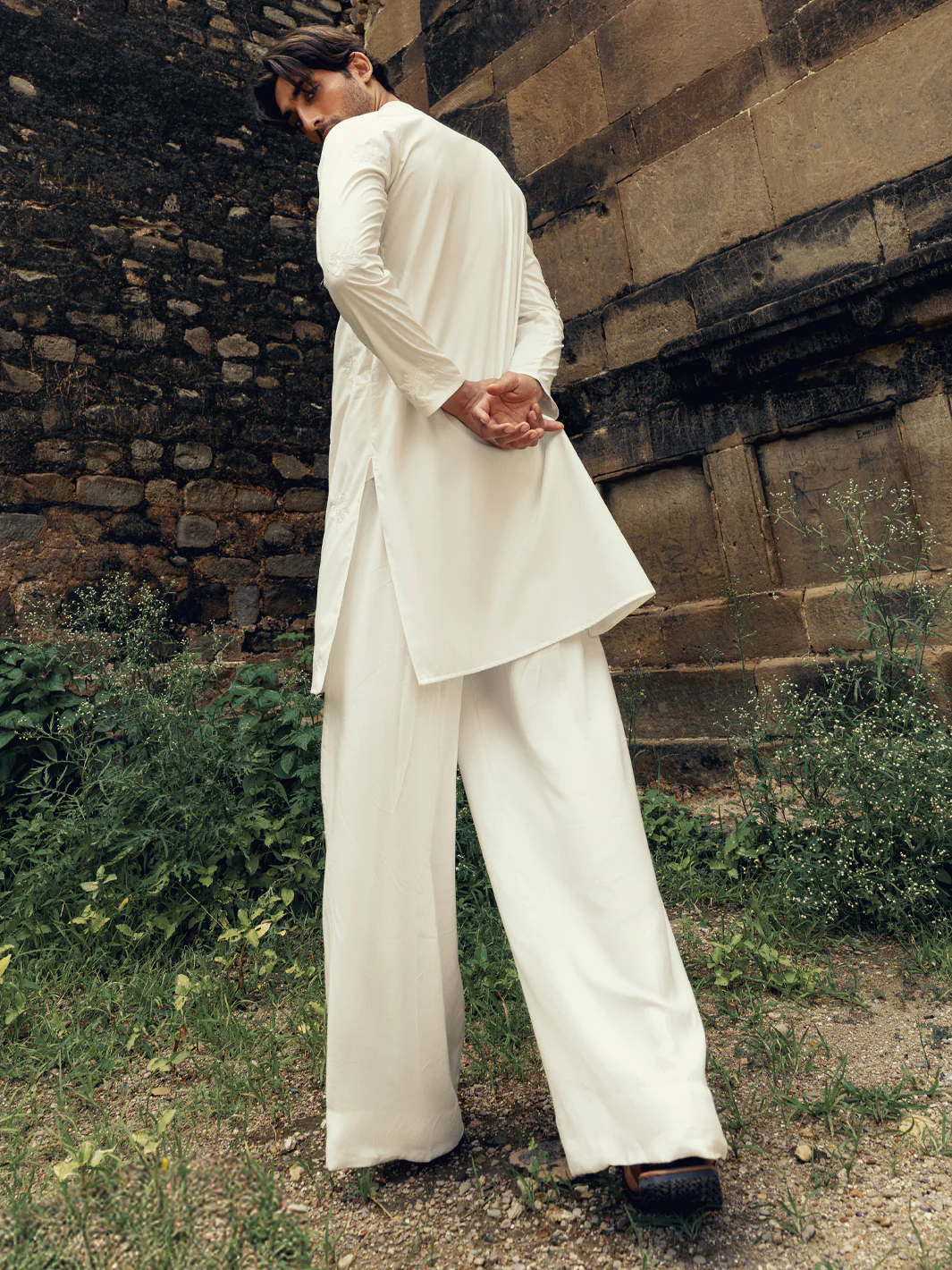 WHITE BLENDED KURTA | AL-K-1275/AM-6301A - Image 4