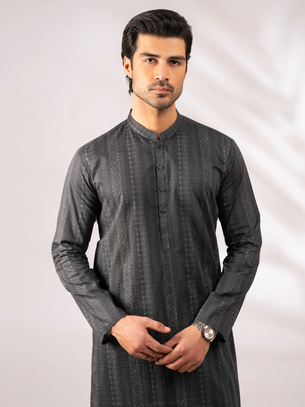 CHARCOAL GREY COTTON KURTA | AL-K-1285/AM-6311O - Image 2