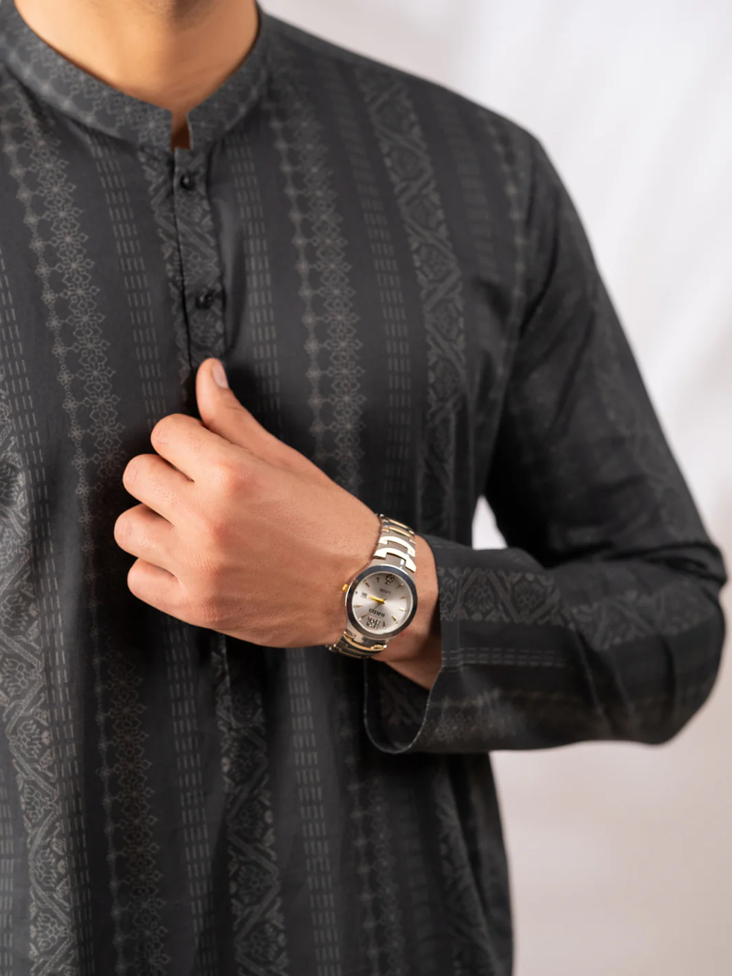 CHARCOAL GREY COTTON KURTA | AL-K-1285/AM-6311O - Image 4