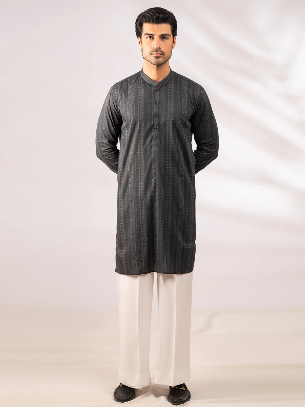 CHARCOAL GREY COTTON KURTA | AL-K-1285/AM-6311O - Image 5