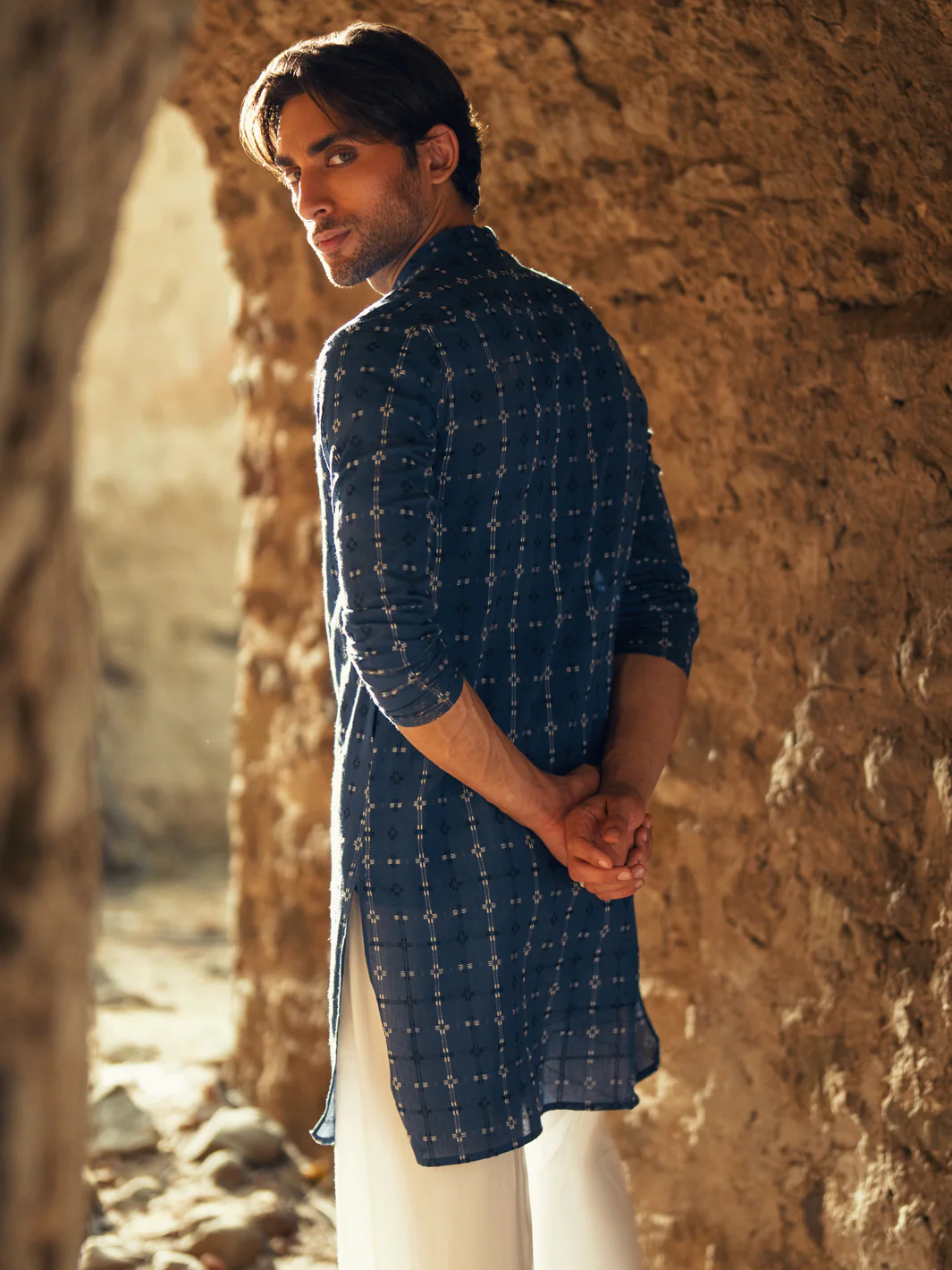 BLUE COTTON KURTA | AL-K-1287/AM-6309A - Image 2