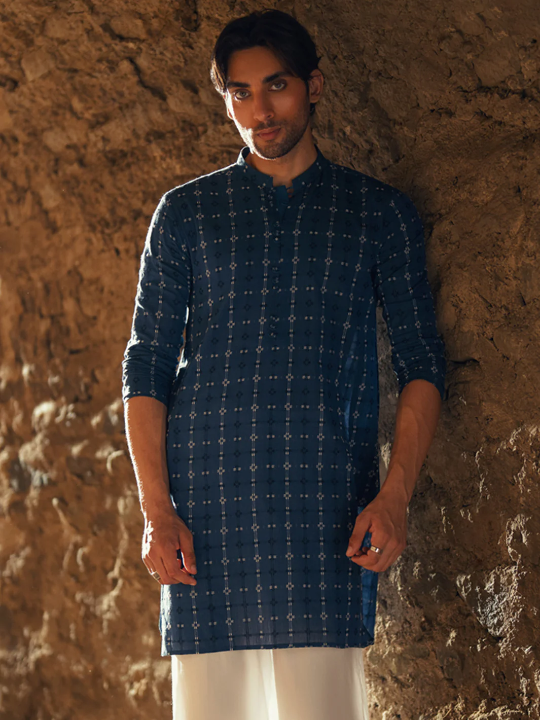 BLUE COTTON KURTA | AL-K-1287/AM-6309A - Image 3