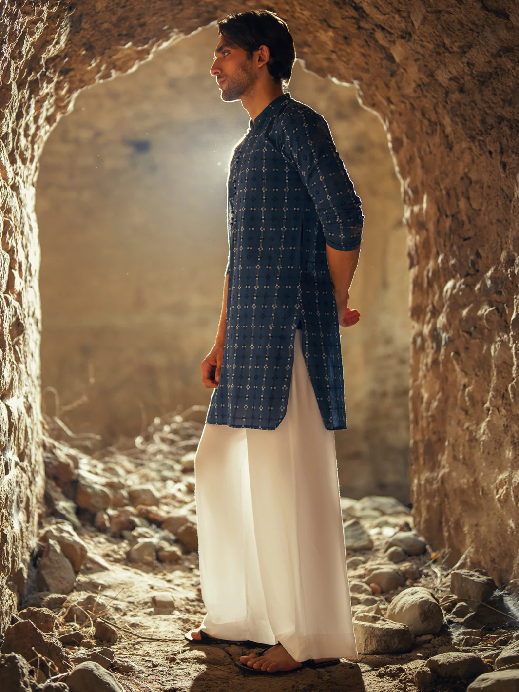 BLUE COTTON KURTA | AL-K-1287/AM-6309A - Image 6