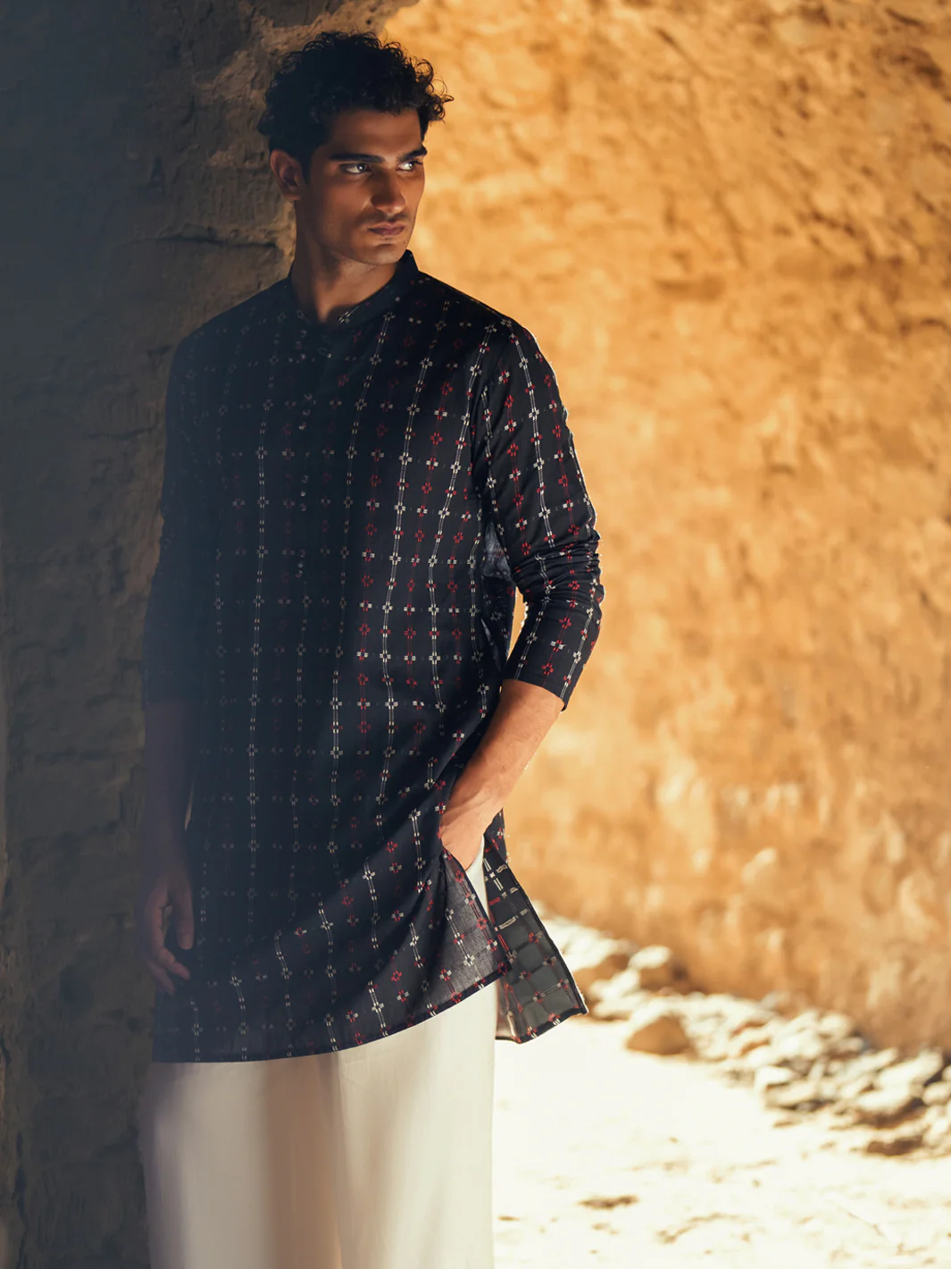 BLACK COTTON KURTA | AL-K-1289/AM-6309C - Image 3
