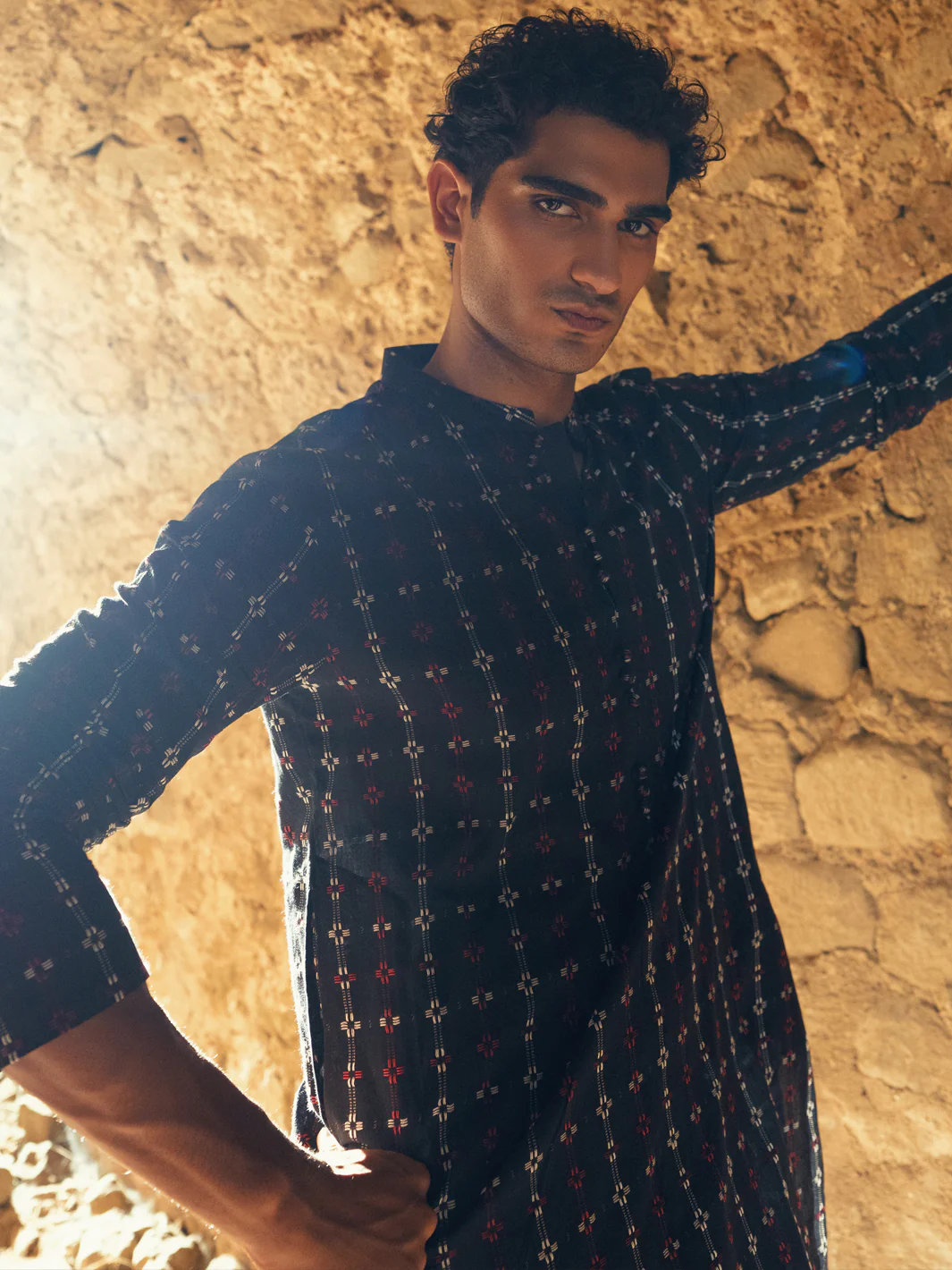 BLACK COTTON KURTA | AL-K-1289/AM-6309C - Image 5