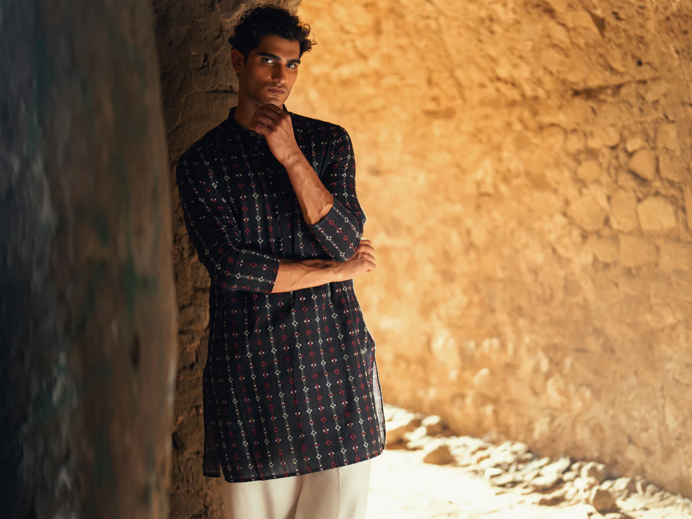 BLACK COTTON KURTA | AL-K-1289/AM-6309C - Image 6