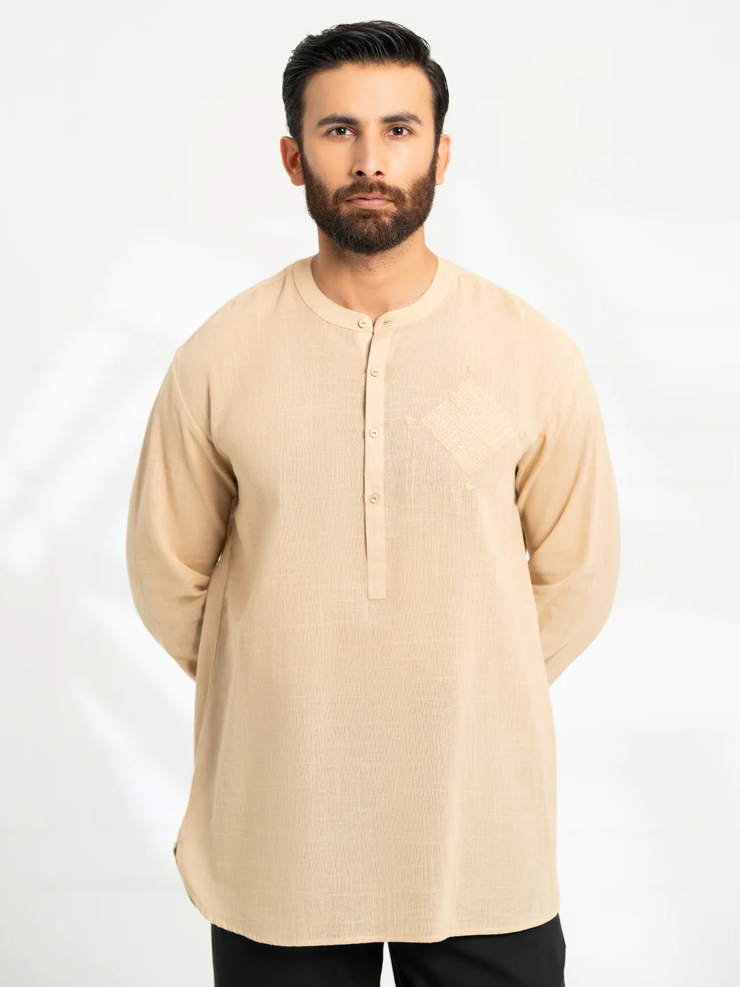 BEIGE COTTON KURTA | AL-K-1291/AM-15036A - Image 2