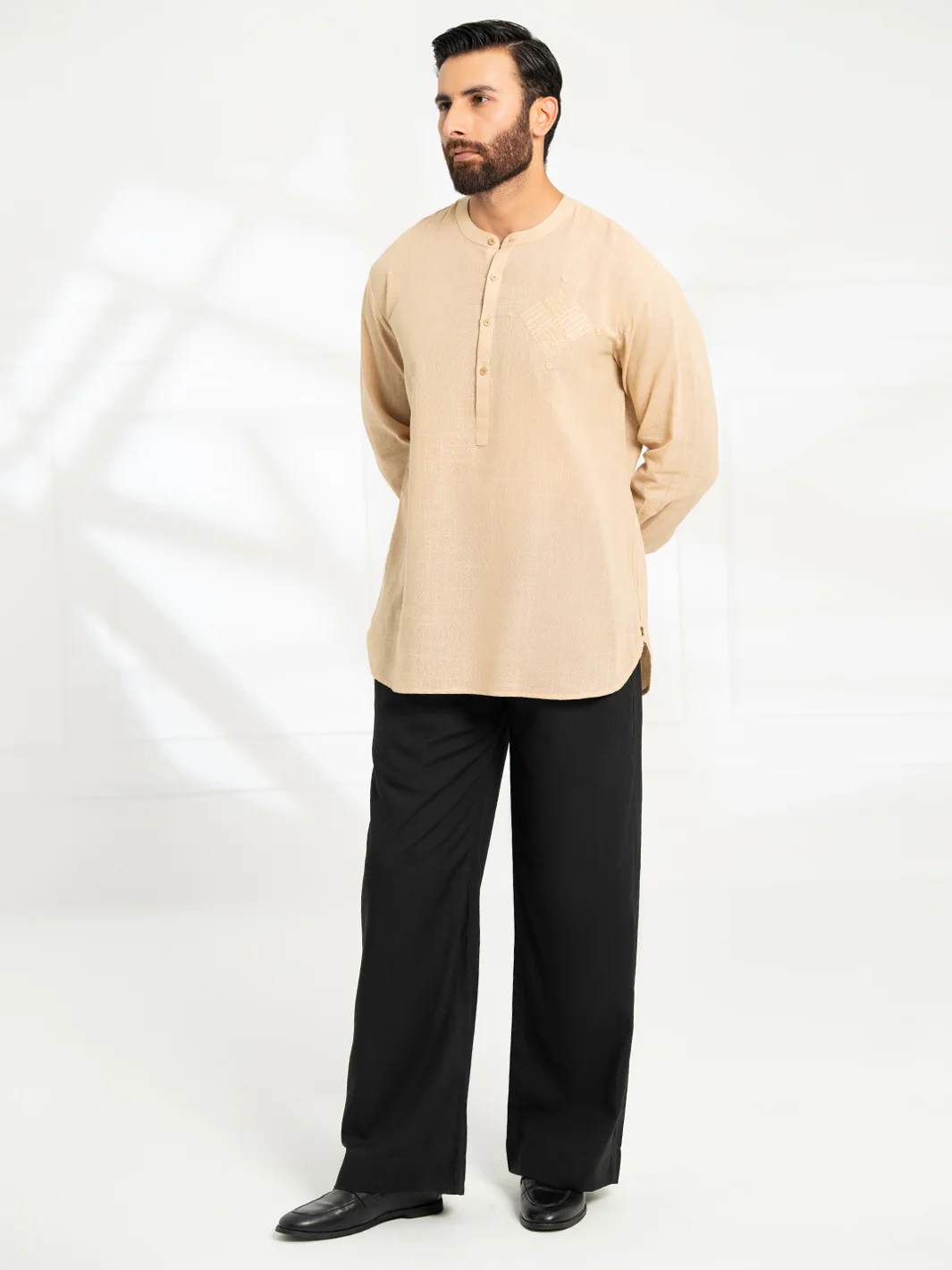 BEIGE COTTON KURTA | AL-K-1291/AM-15036A - Image 4