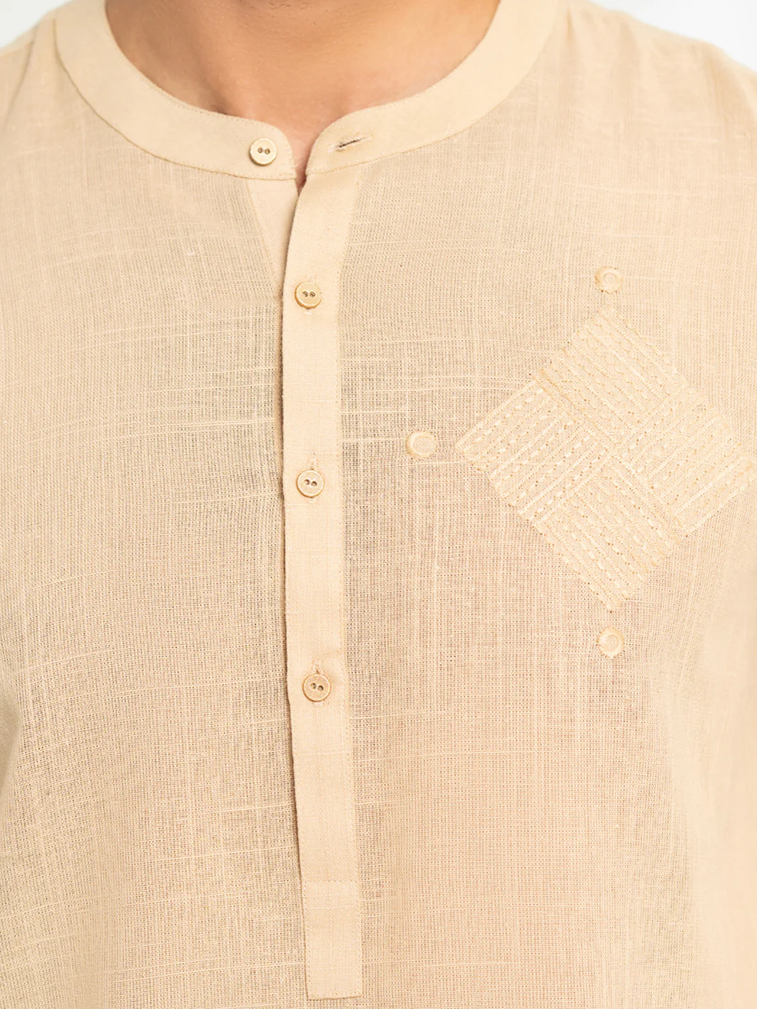 BEIGE COTTON KURTA | AL-K-1291/AM-15036A - Image 7