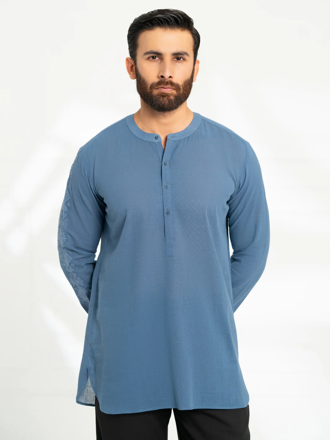 DARK BLUE COTTON KURTA | AL-K-1294/AM-15036D - Image 2