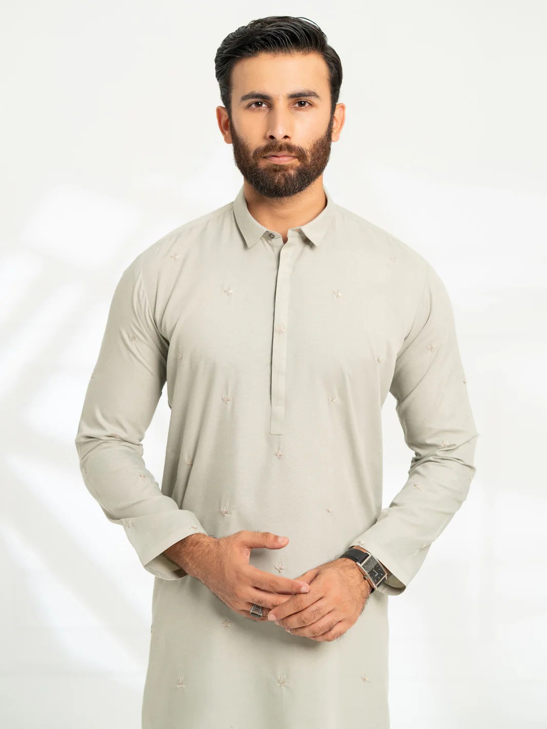 SAGE GREEN BLENDED KURTA | AL-K-1295B/AM-6306-B1 - Image 2