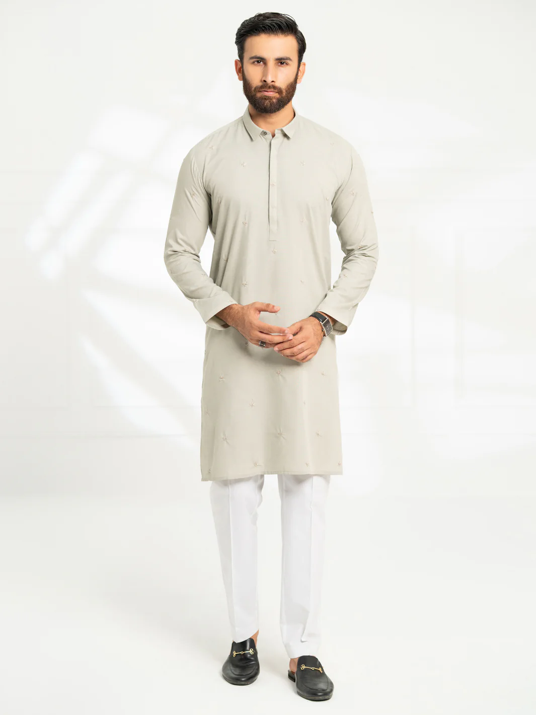 SAGE GREEN BLENDED KURTA | AL-K-1295B/AM-6306-B1 - Image 5