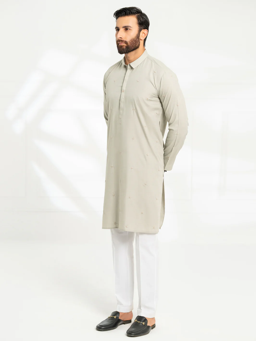 SAGE GREEN BLENDED KURTA | AL-K-1295B/AM-6306-B1 - Image 6