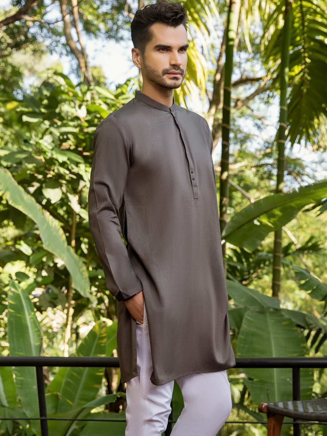GREY COTTON KURTA | AL-K-US-1010/AM-925-1E - Image 3