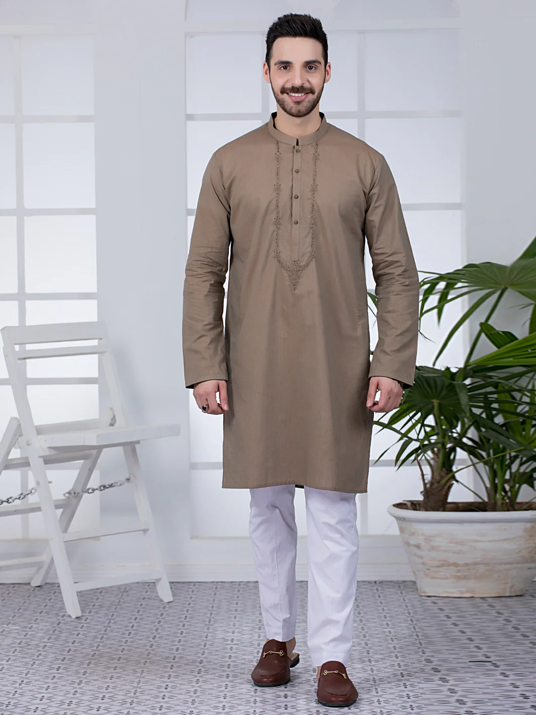 BROWN COTTON KURTA | AL-K-US-1011/AM-806B - Image 5
