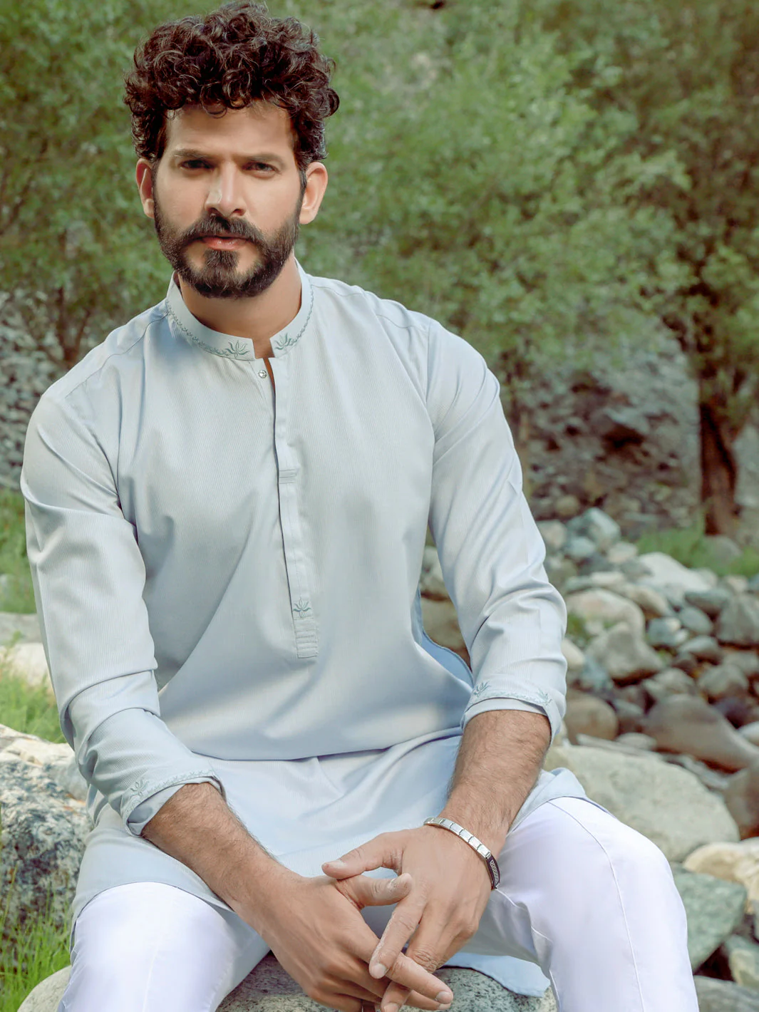 LIGHT BLUE VISCOSE KURTA | AL-K-US-1017/AM-5045D - Image 4