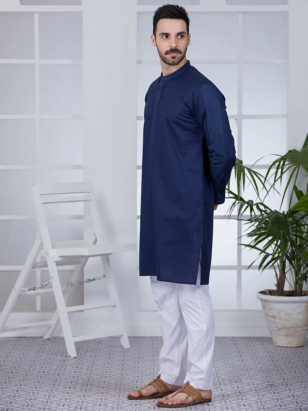 DARK BLUE COTTON KURTA | AL-K-US-1020/AM-5070C - Image 3