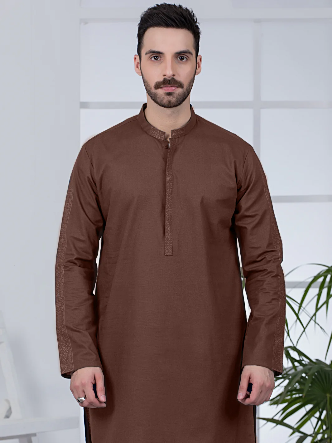 BROWN COTTON KURTA | AL-K-US-1021/AM-5070D - Image 4