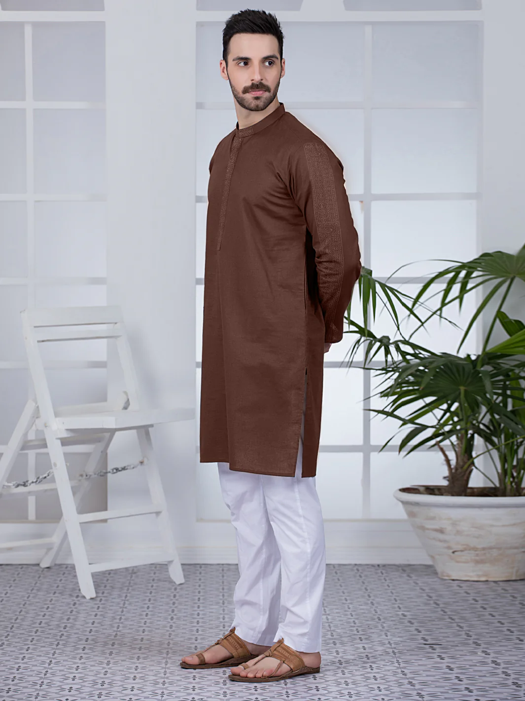 BROWN COTTON KURTA | AL-K-US-1021/AM-5070D - Image 5