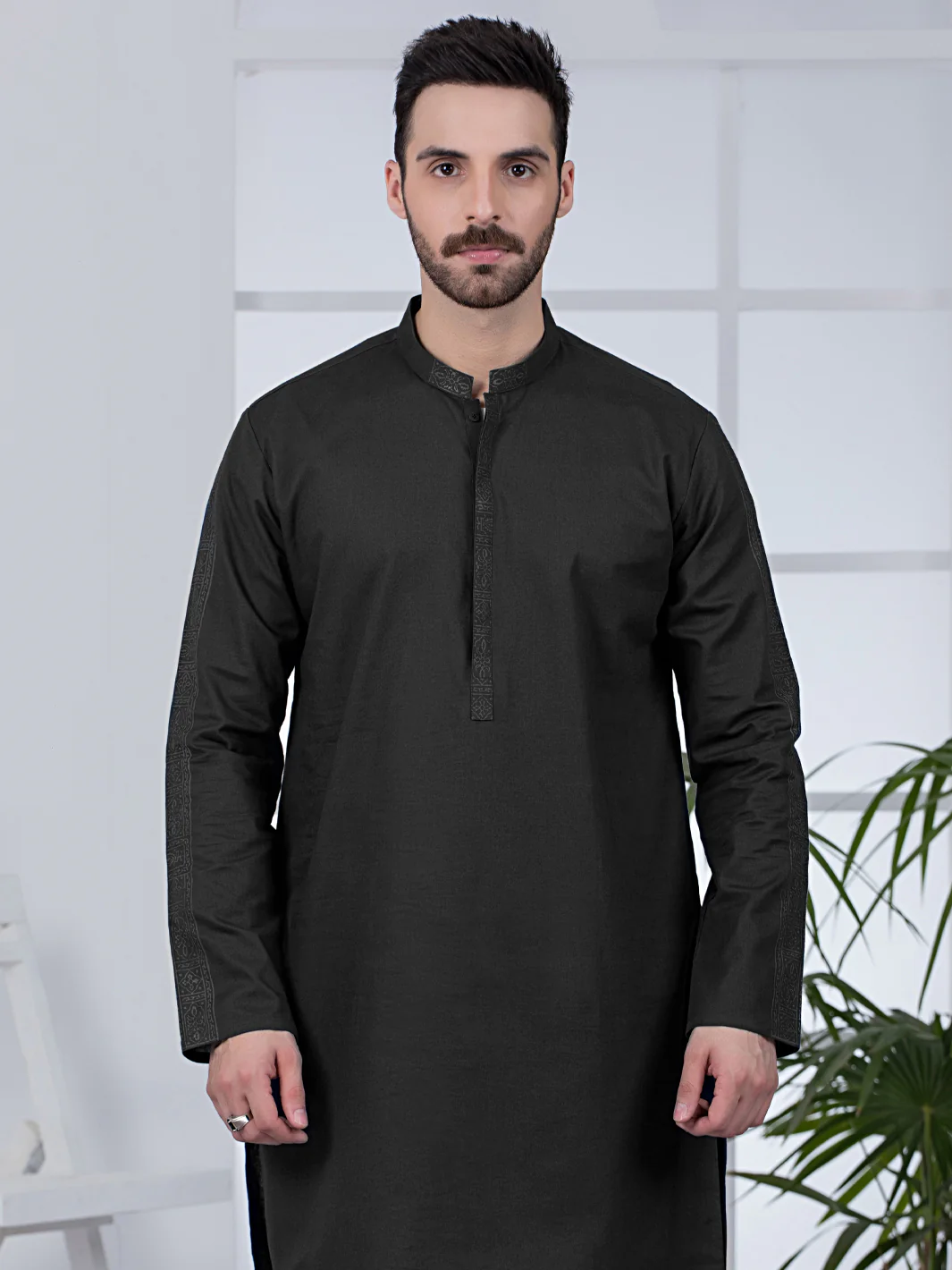 BLACK BLENDED KURTA | AL-K-US-1022/AM-5070E - Image 3