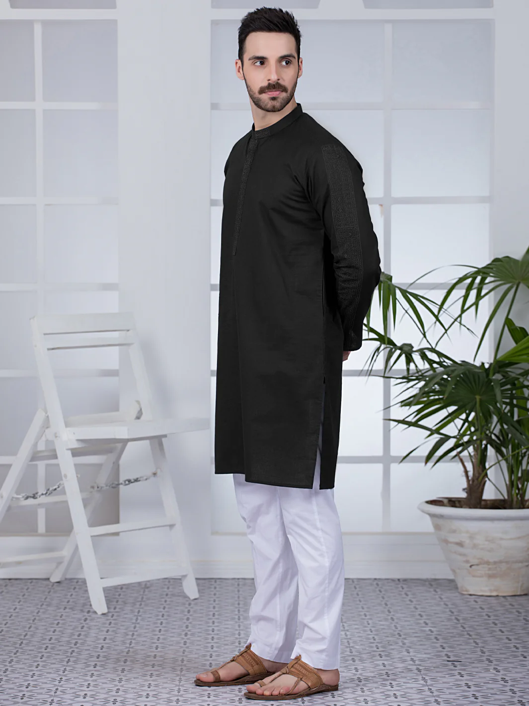 BLACK BLENDED KURTA | AL-K-US-1022/AM-5070E - Image 5