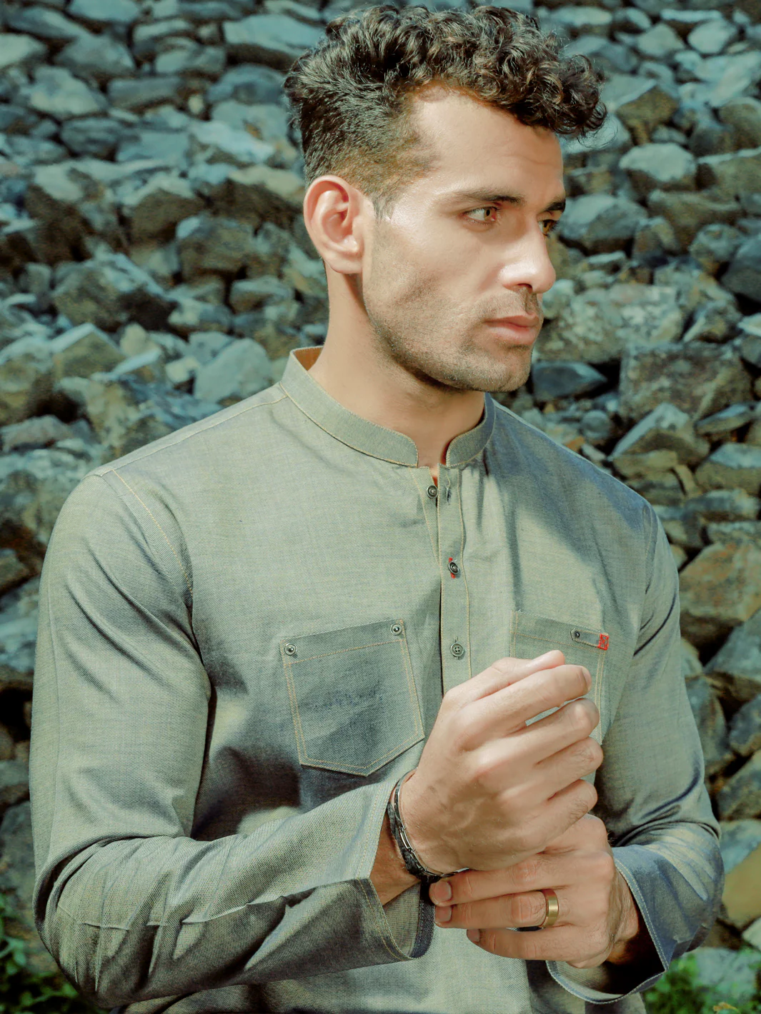GREY COTTON KURTA | AL-K-US-1025/AM-928-1C - Image 2
