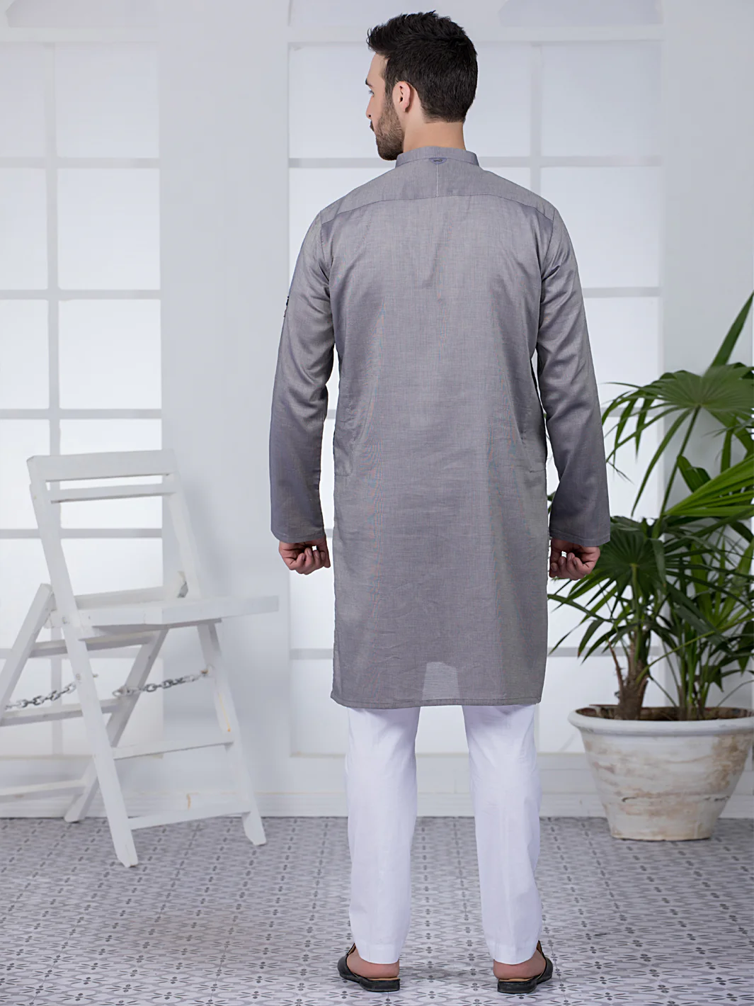GREY COTTON KURTA | AL-K-US-1028/AM-924-1D - Image 5