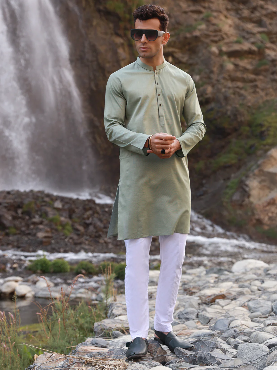 GREEN COTTON KURTA | AL-K-US-1029/AM-924-1A - Image 3