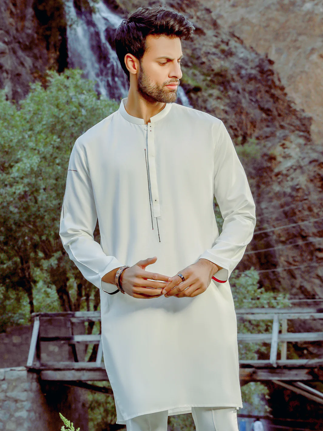 OFF WHITE VISCOSE KURTA | AL-K-US-1030/AM-5082A - Image 3