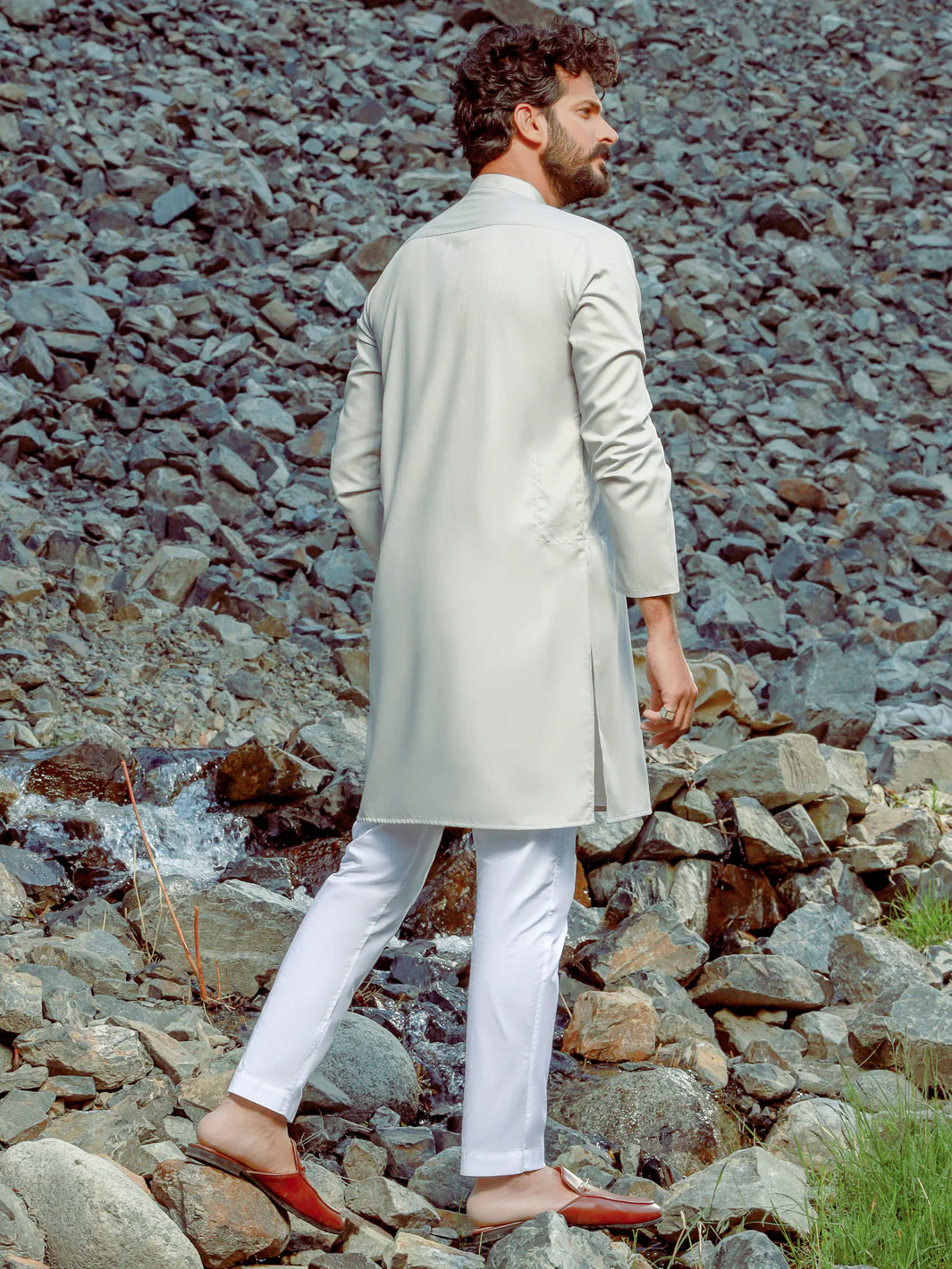 LIGHT GREY VISCOSE KURTA | AL-K-US-1035/AM-5075A - Image 3