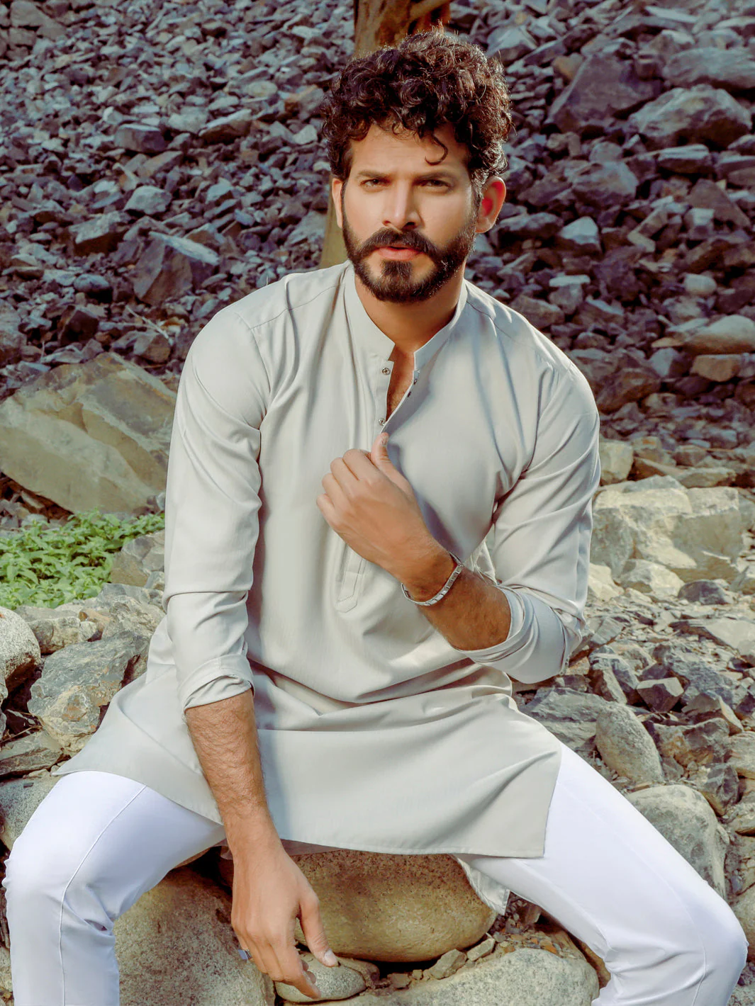 LIGHT GREY VISCOSE KURTA | AL-K-US-1035/AM-5075A - Image 4
