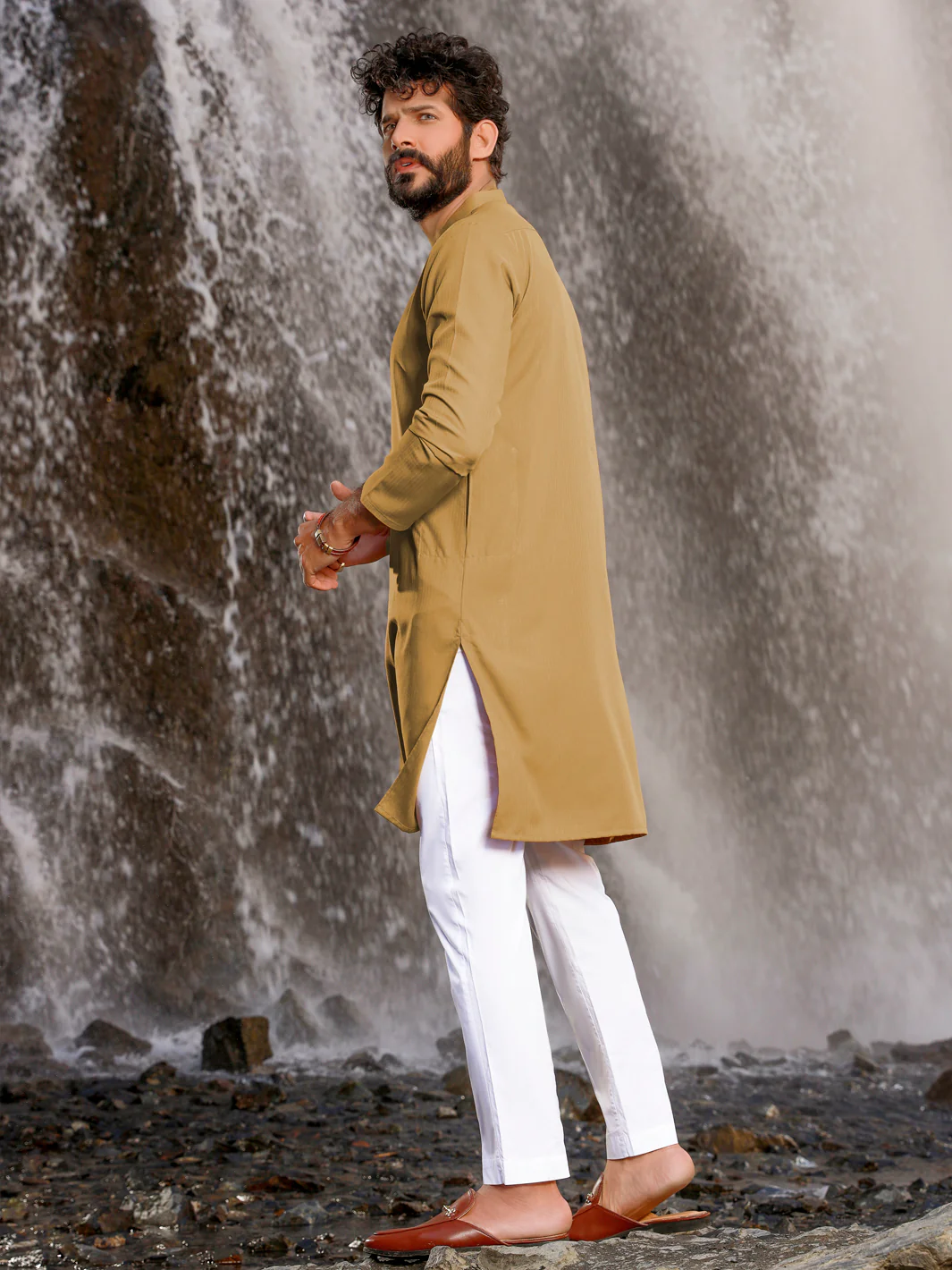 MUSTARD VISCOSE KURTA | AL-K-US-1037/AM-5075C - Image 3