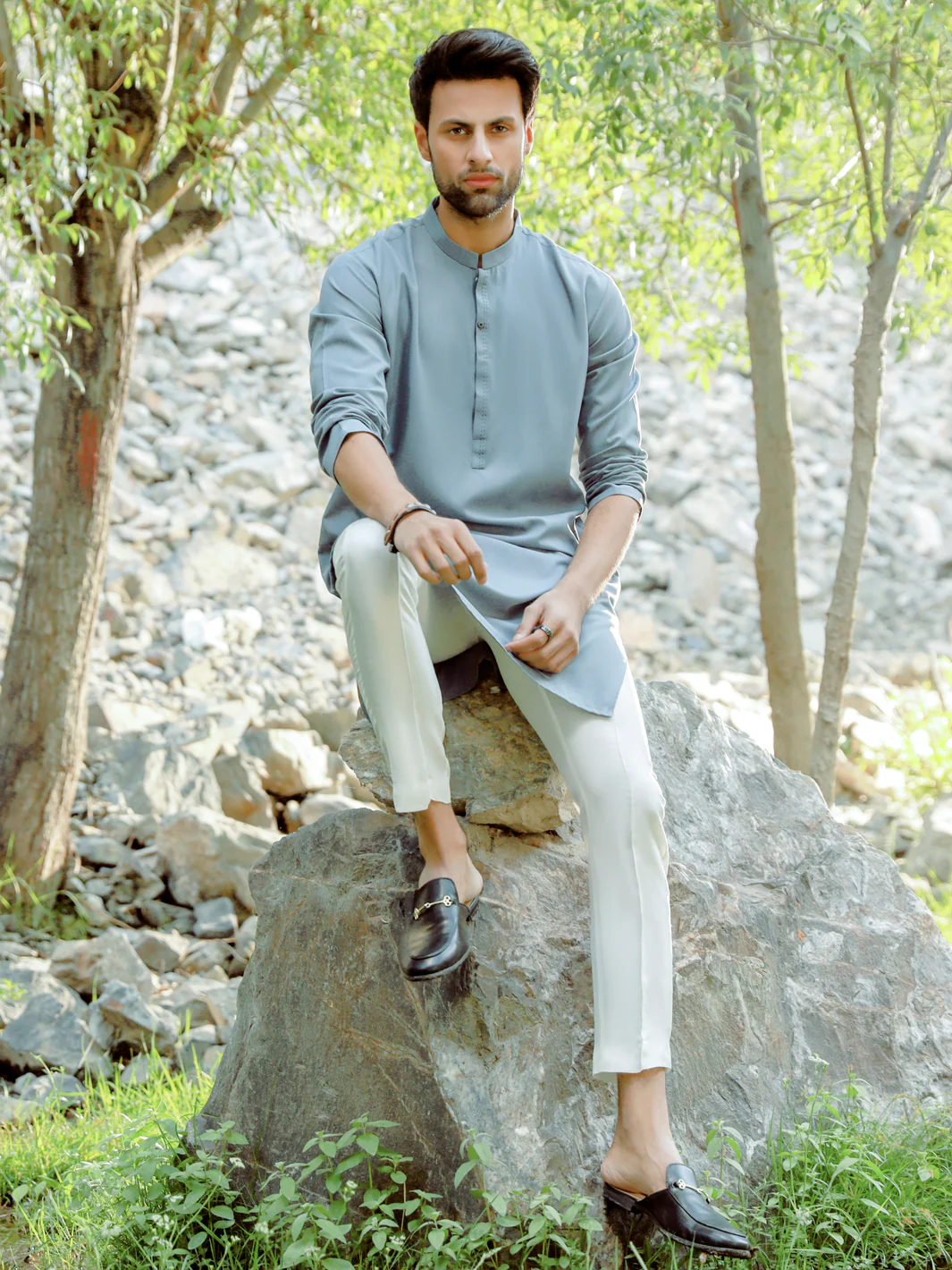 GREY VISCOSE KURTA | AL-K-US-1039/AM-5075G - Image 3