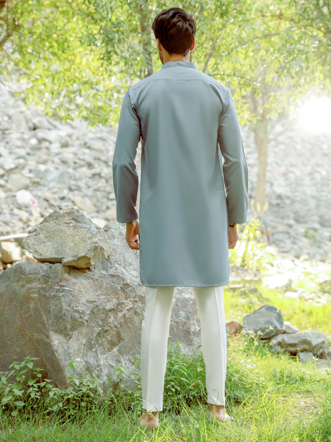 GREY VISCOSE KURTA | AL-K-US-1039/AM-5075G - Image 4