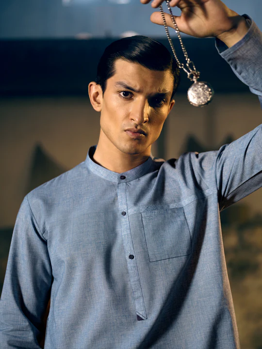 BLUE COTTON KURTA | AL-K-US-1040/AM-5094A - Image 2