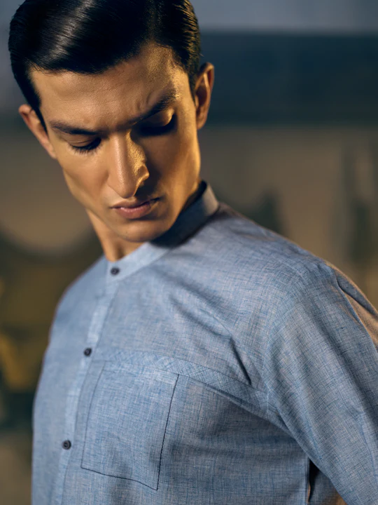 BLUE COTTON KURTA | AL-K-US-1040/AM-5094A - Image 5