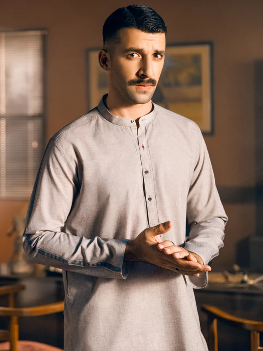 GREY VISCOSE KURTA | AL-K-US-1041/AM-5094B - Image 3