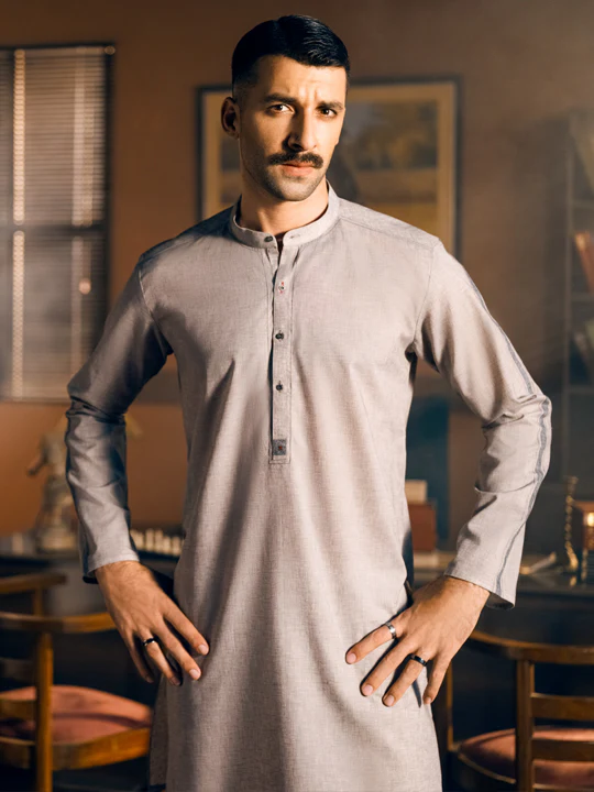 GREY VISCOSE KURTA | AL-K-US-1041/AM-5094B - Image 4