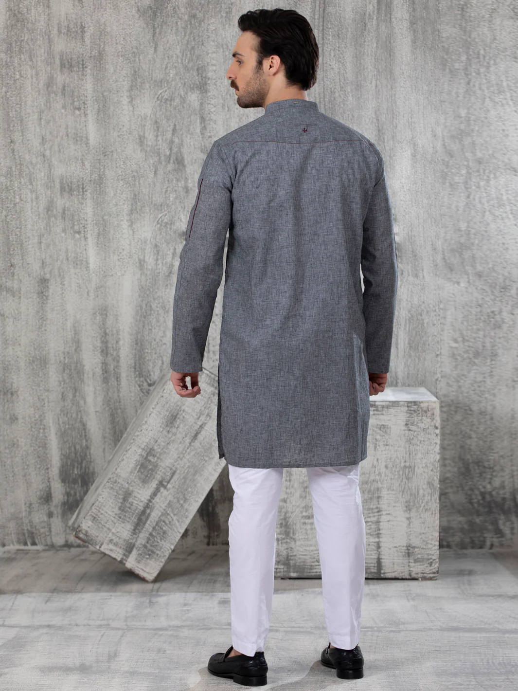 DARK GREY VISCOSE KURTA | AL-K-US-1042/AM-5094C - Image 2