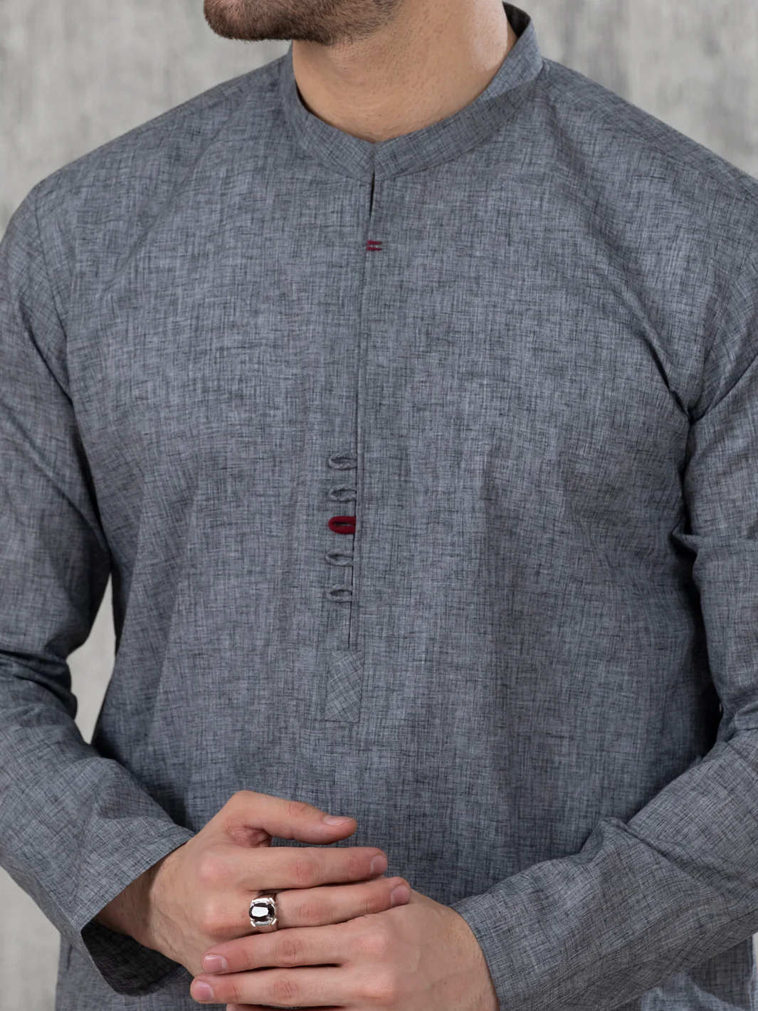 DARK GREY VISCOSE KURTA | AL-K-US-1042/AM-5094C - Image 3