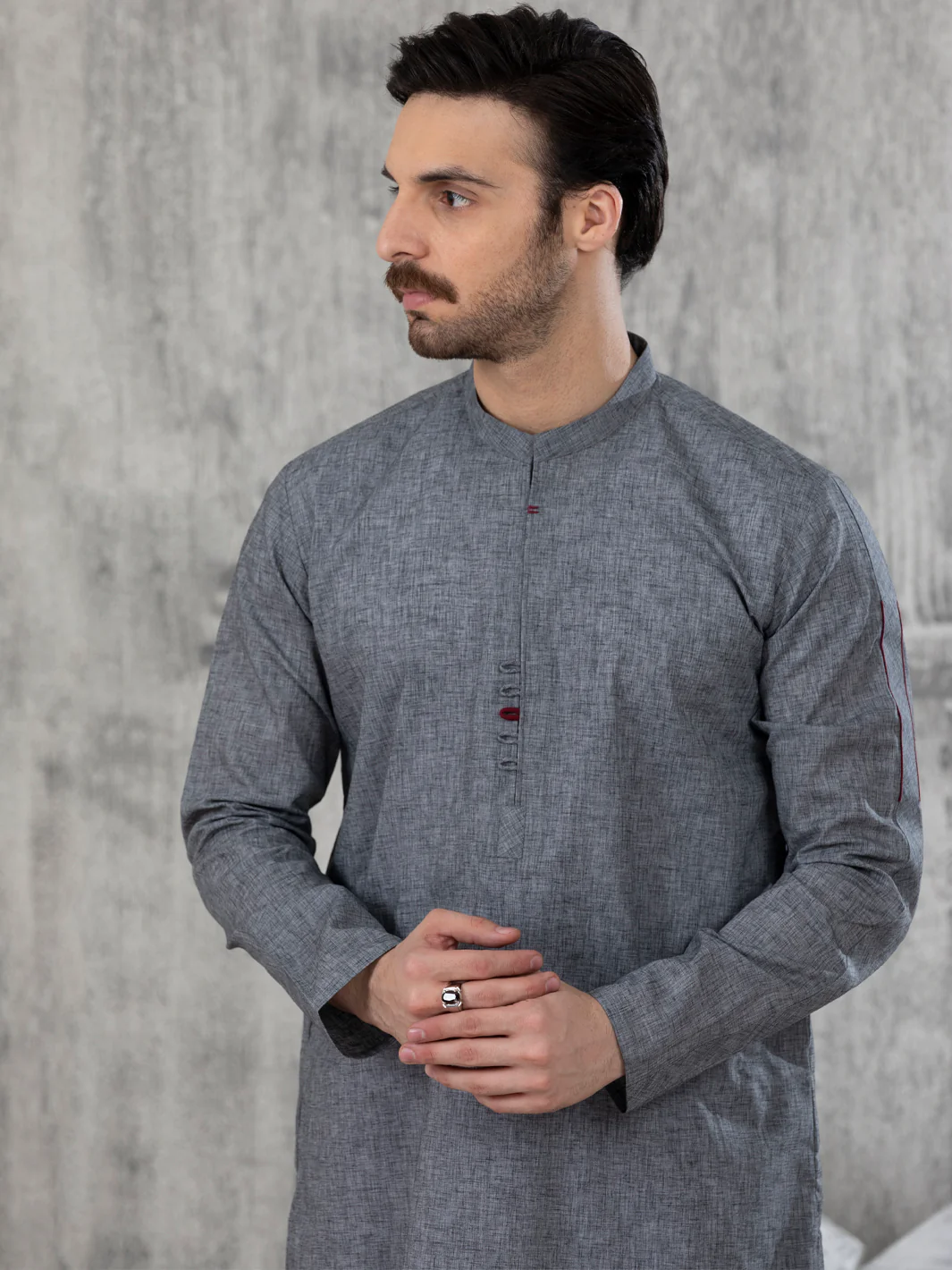 DARK GREY VISCOSE KURTA | AL-K-US-1042/AM-5094C - Image 5