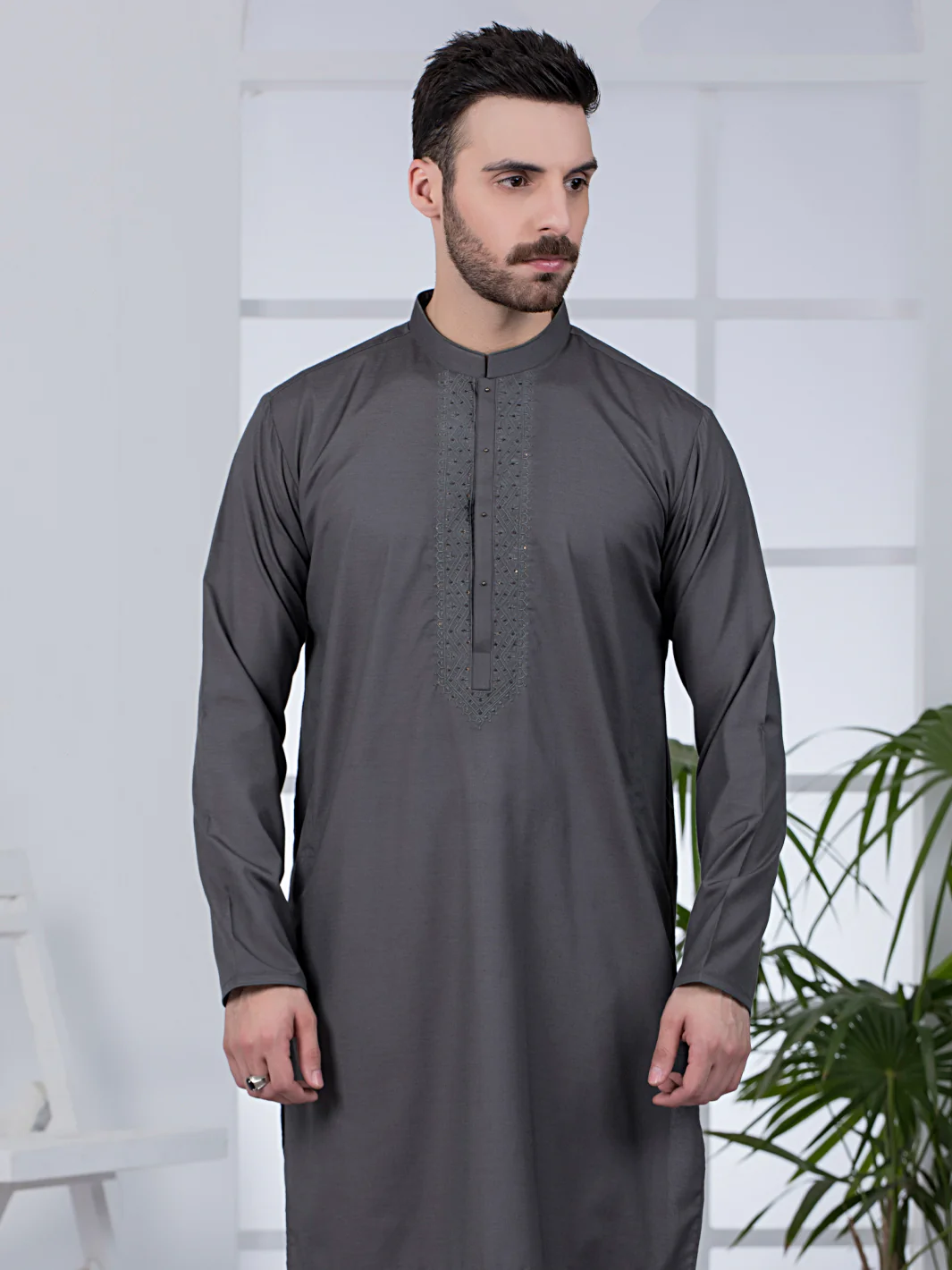 GREY VISCOSE KURTA | AL-K-US-1045/AM-5046D - Image 3