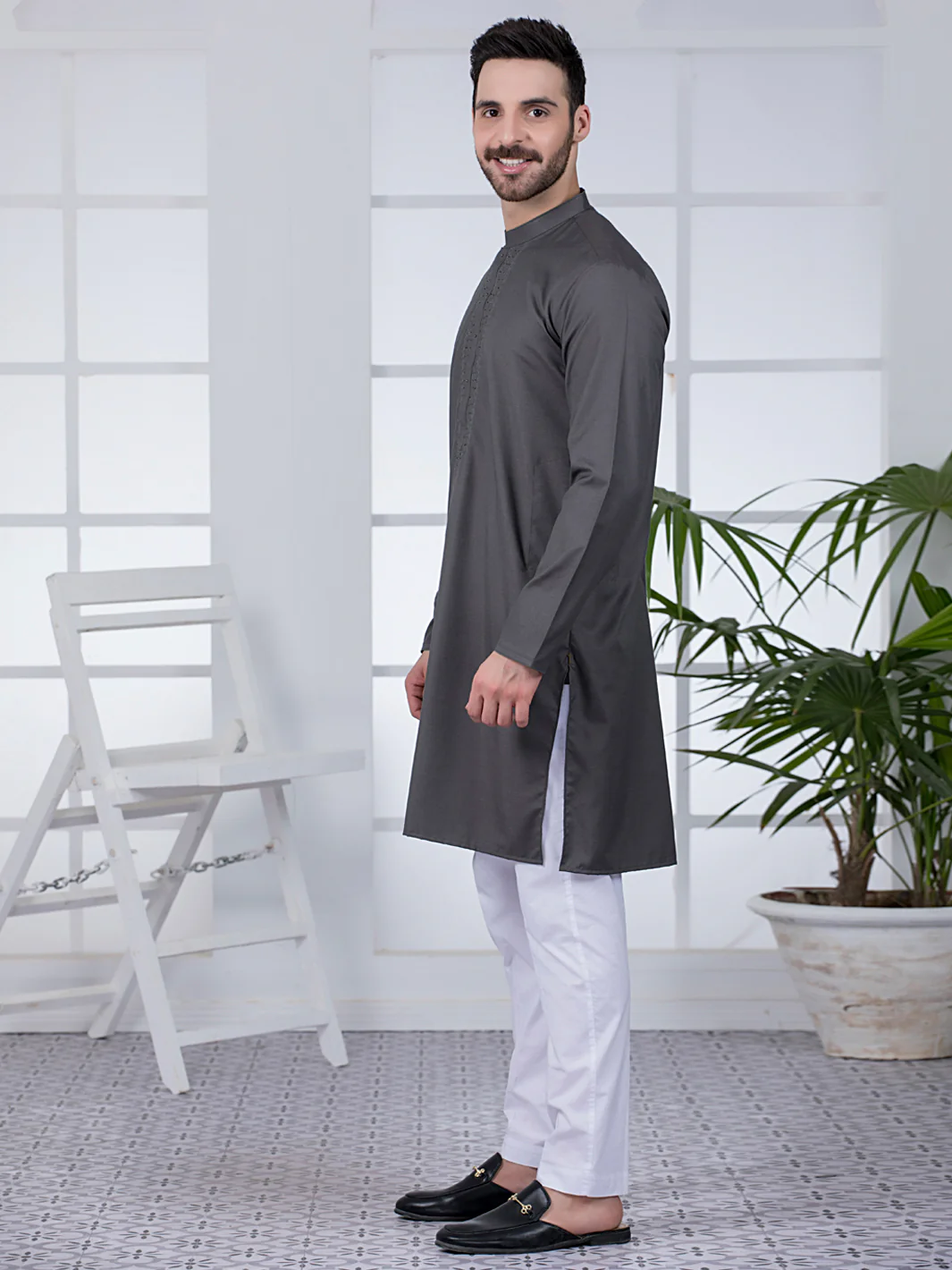 GREY VISCOSE KURTA | AL-K-US-1045/AM-5046D - Image 4