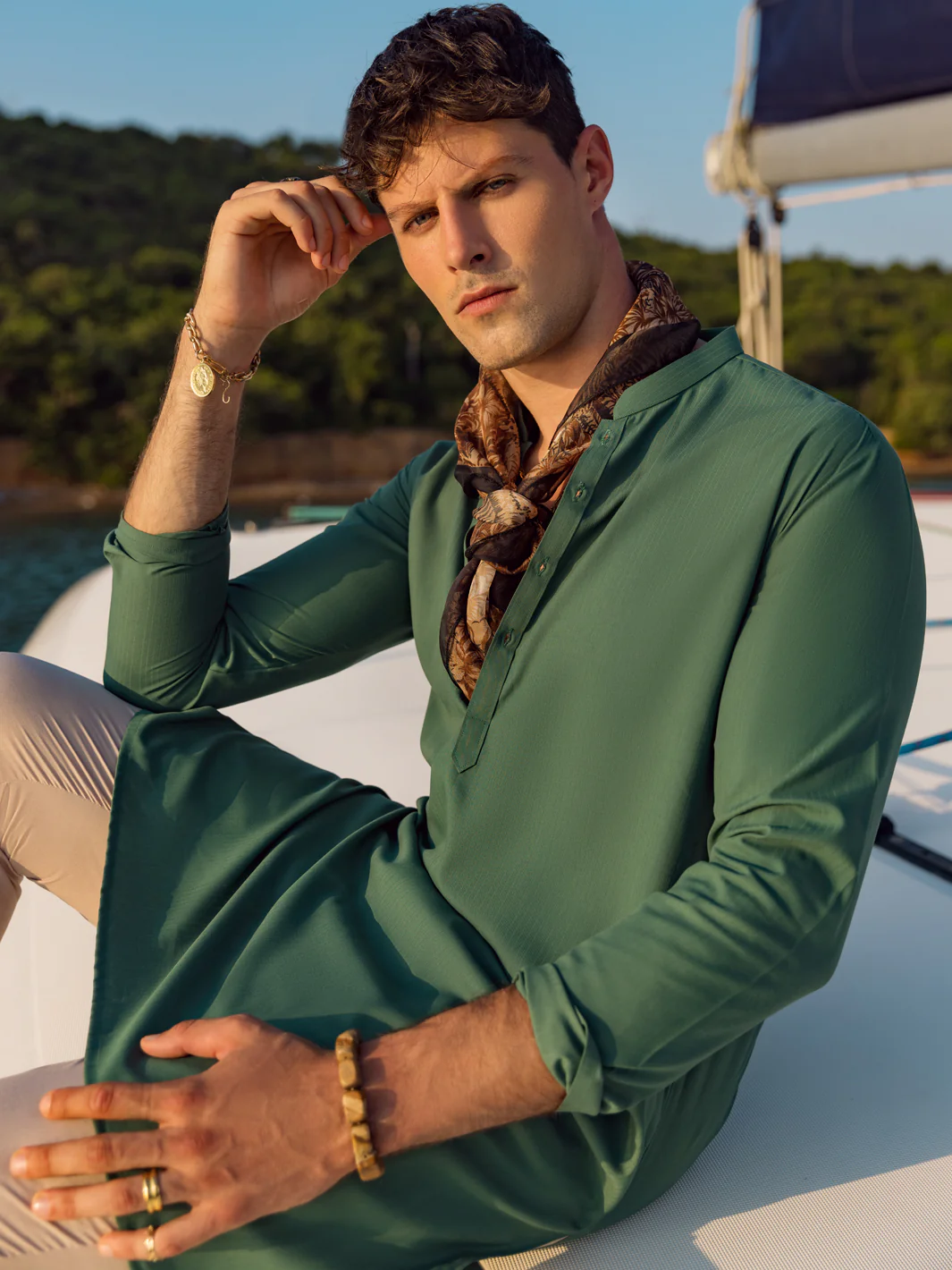 GREEN VISCOSE KURTA | AL-K-US-1047/AM-5075F - Image 2