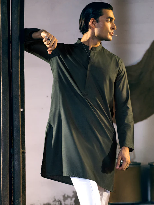 GREEN VISCOSE KURTA | AL-K-US-1048/AM-6008C - Image 5
