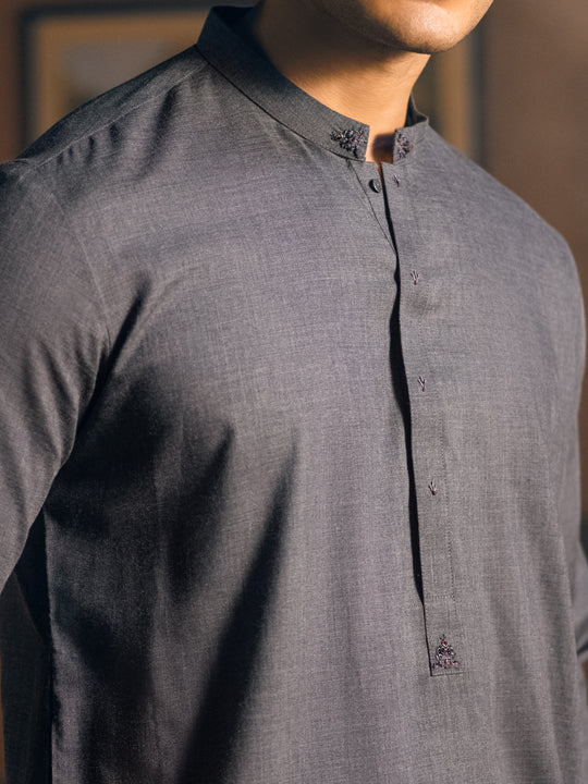 DARK GREY VISCOSE KURTA | AL-K-US-1049/AM-6008D - Image 2
