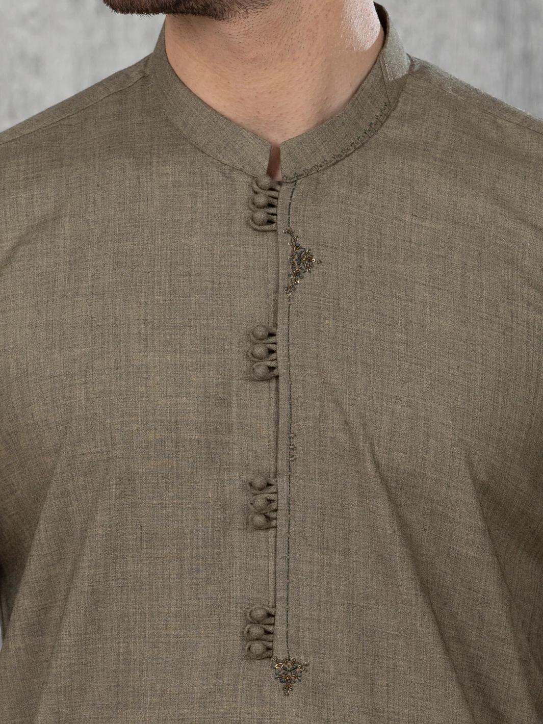 MEHNDI GREEN VISCOSE KURTA | AL-K-US-1050/AM-6008A - Image 3