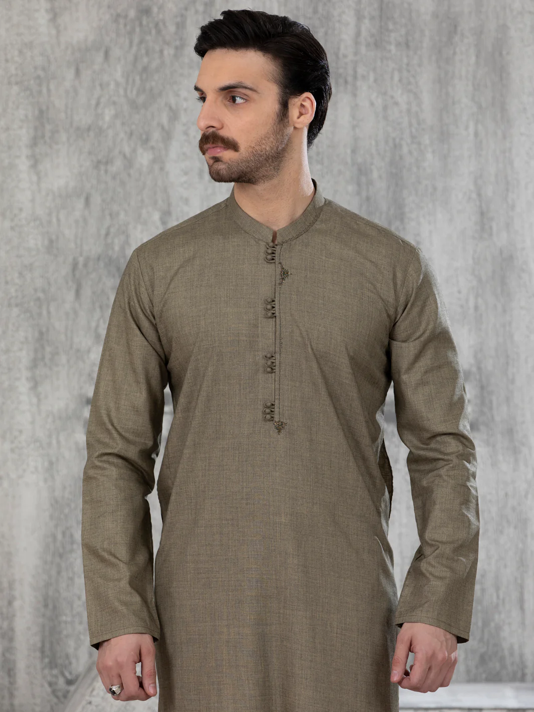 MEHNDI GREEN VISCOSE KURTA | AL-K-US-1050/AM-6008A - Image 4