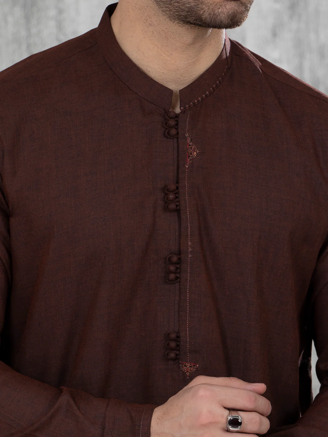 MAROON VISCOSE KURTA | AL-K-US-1051/AM-6008B - Image 3